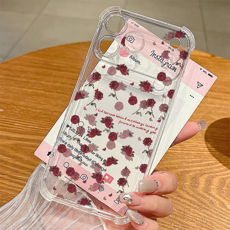 Чехол с цветочным узором из пионов для iPhone 17 Pro Max Coque iPhone 16 15 14 13 Pro Max 11 Ударопрочный прозрачный мягкий силиконовый чехол