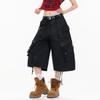 Men Women Loose Fit Cargo Shorts Cotton Wide Leg Streetwear Utility
