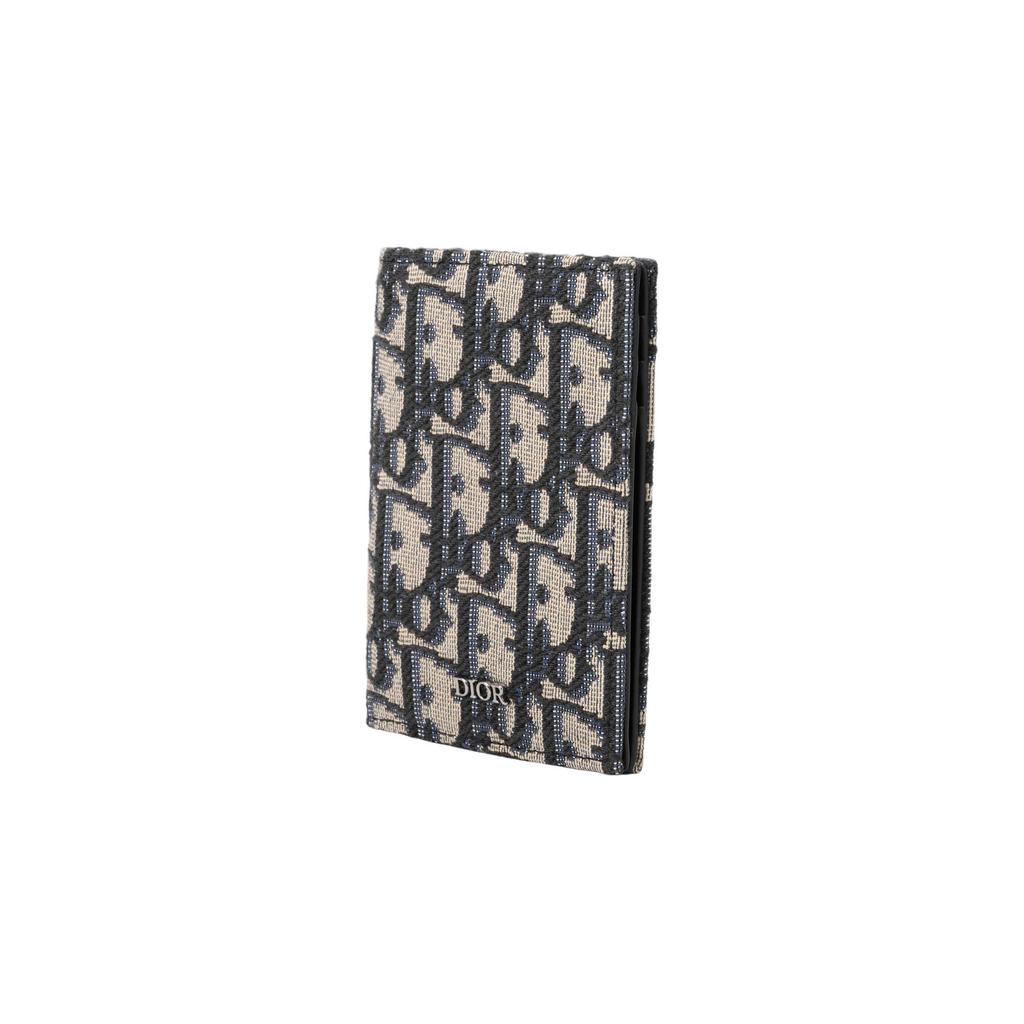 Dior Embroidered Classic Monogram Print Long Two-Fold Canvas Bag Card Holder Wallet Men Wallet Black 2ESCH138YSE_H05E
