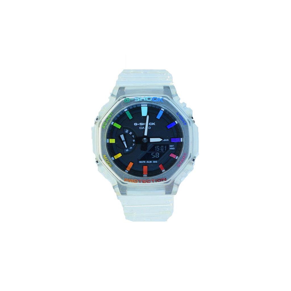 Casio Мужские часы с ЖК-дисплеем и аналоговым двойным дисплеем, серия Black, GA-2100SKE-7A(Watch3--)