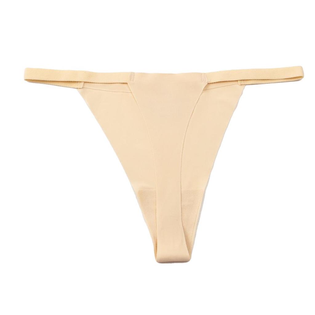 Women's Seamless Ice Silk Thong - Solid Color, Thin Strap, Low Waist, Plus Size