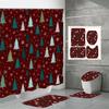 4PCS Shower Curtain Sets With Shower Curtain And Rugs Toilet Lid Rug U Shape Mat And Bath Mat Bathroom Set With 12 Hooks
