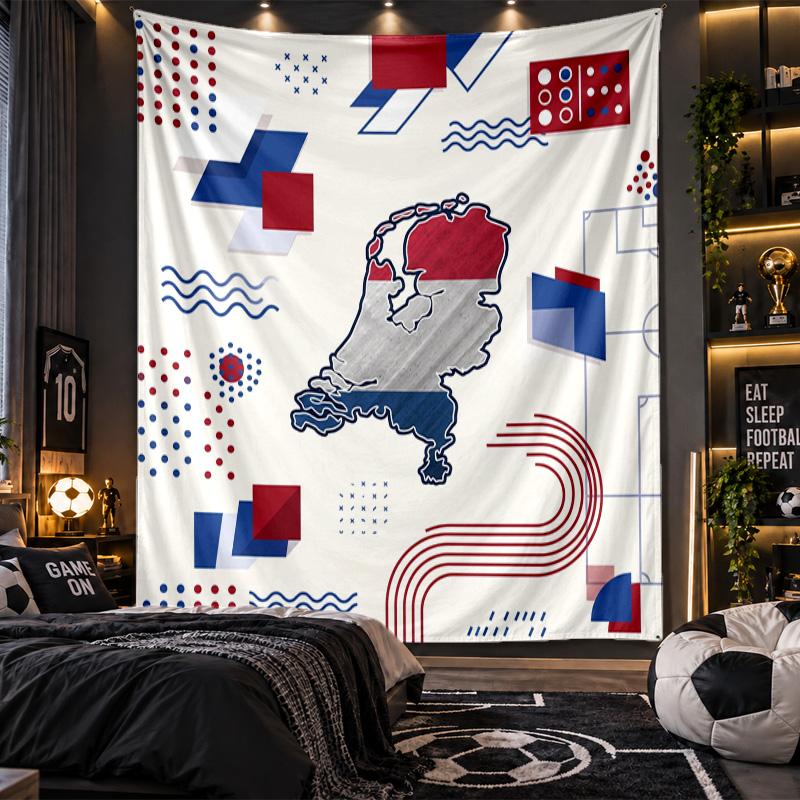 Wall Hanging Tapestry Netherlands Football Print Cloth for Living Room Bedroom Home Decor
