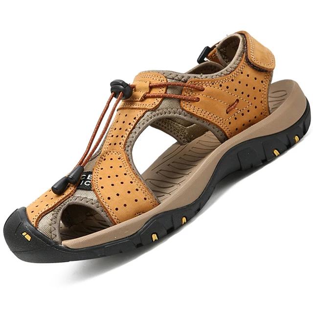 Fashion Gladiator Sandals for Men Summer Outdoor Beach Shoes Casual Womens Slides Cowhide Leather Sneakers Breathable Zapatillas Male