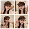 Corduroy Octagonal Hat Autumn and Winter Vintage Button Corduroy Octagon Hat