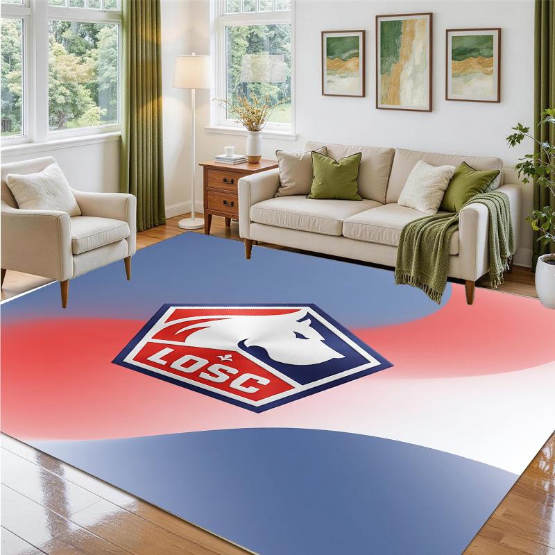 LOSC Lille FC Design Crystal Velvet Rug Soft Decorative Mat for Bedroom Entrance