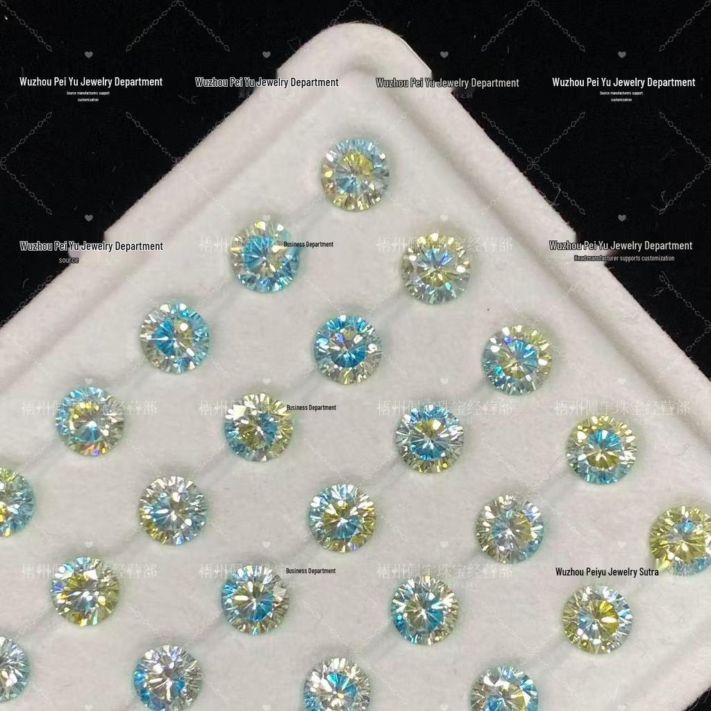 Серьги-гвоздики с круглым градиентным цирконом 6/8 мм: Блестящие украшения для DIY-маникюра с дизайном «Восемь сердец и стрел»