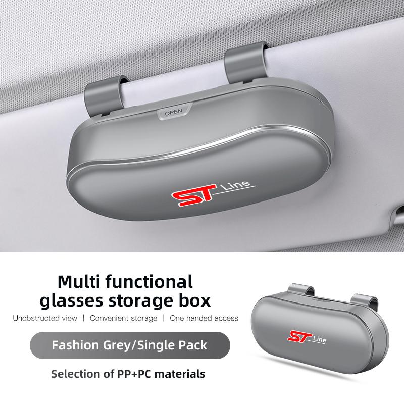 Car Glasses Box Portable Auto Sunglasses Holder Eyeglass Case For Ford ST Line Focus Mustang Fiesta Puma Ranger Kuga MK7 MAX