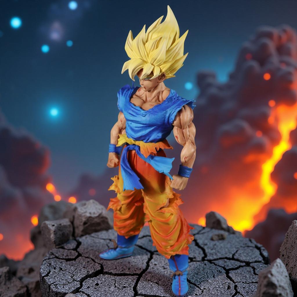 Interchangeable Head 27cm Drogan Boll Z Figure Gocool Anime Figures First Super Saiyan Gokou Pvc Model Toys Doll Gifts