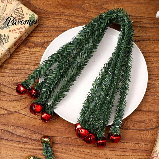 Indoor Party Ornament for Wall 11.8 Inch Christmas Garland Ties Banister Bells, Decorative Twist Ties, Reusable Stair Railings Artificial Pine Hanger