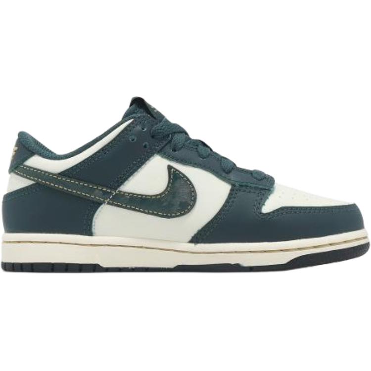 Nike Dunk Low PS Deep Jungle Детские кроссовки Зеленый Бледно-слоновая кость Винтажный-зеленый FB9108-301