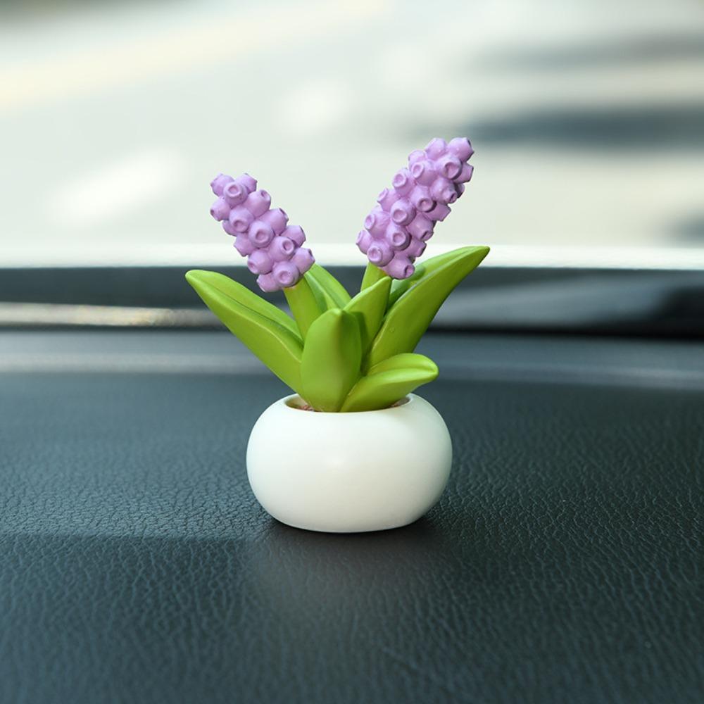 Simulation Flower Pot Car Decoration Hyacinth Center Console Ornament Car Interior Accessor  Car