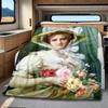 1pc Elegant Victorian-style romantic lady blanket, al season lightweigh Poster blanket home office outdoor nap multifunc Poster blanketional blanket