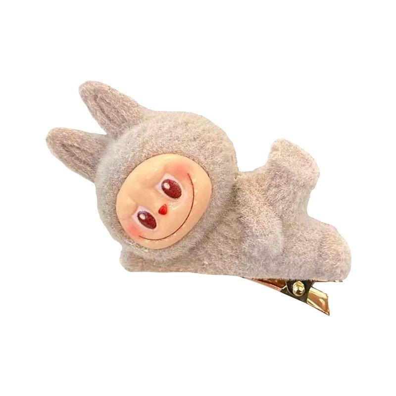 1pc 3D Stretch Cloth Hair Clip, Cute Cartoon Plush Lying Posture Figurine Hair Clip, High Aesthetic Value, Broken Hair Side Clip