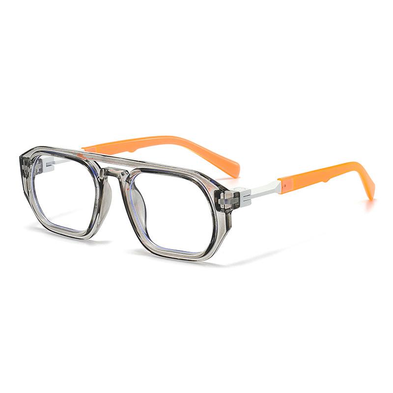 New fashion retro double beam multilateral glasses frame flat mirror men's personality punk wear fashion glasses women