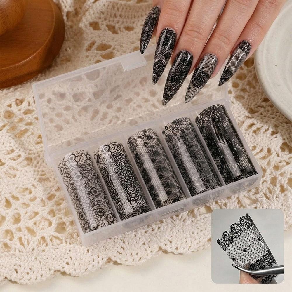 Black White Nail Foils Lace Design Nail Art Stickers Professional Nail Decorations  Manicure DIY