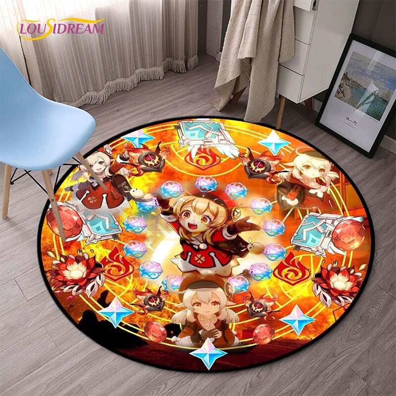 Genshin Impact круглые коврики для спальни, ковры с героями мультфильмов для гостиной, детский мягкий ковер, противоскользящий коврик для пола, домашний декор, кемпинг, пикник
