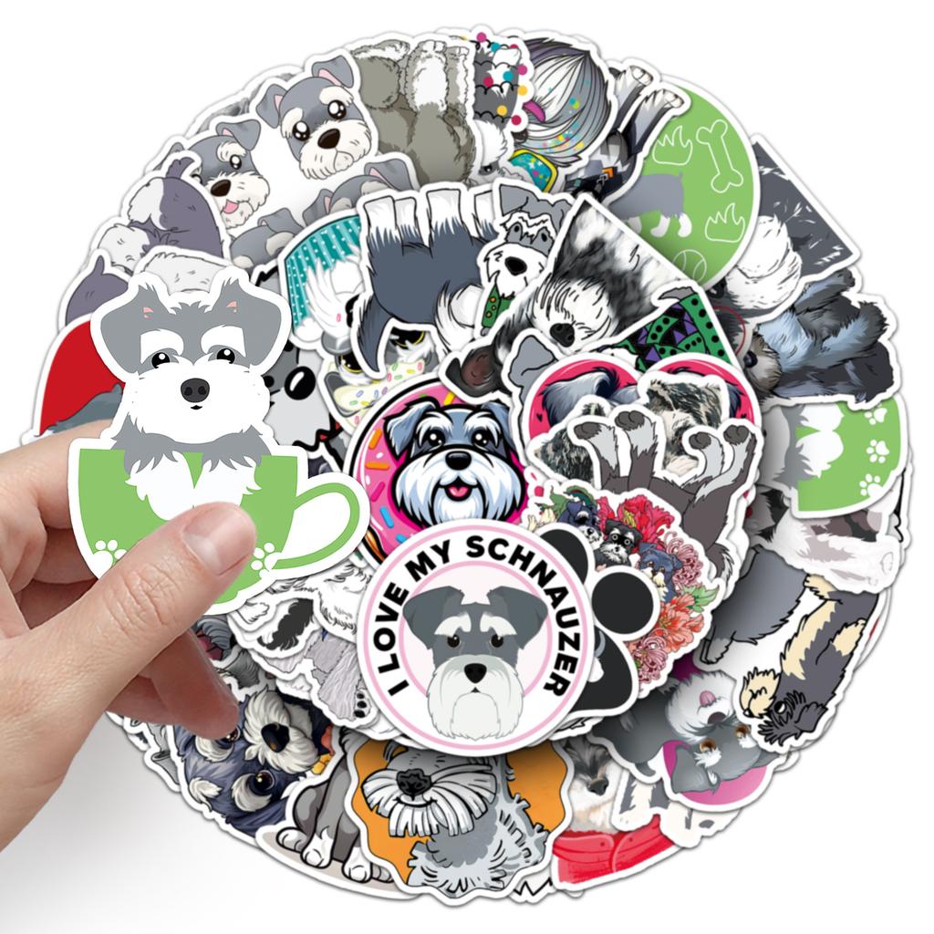 50 Schnauzer Graffiti Stickers Personalized Cartoon Cute Dog Decorative Mobile Phone Case Water Cup Waterproof Stickers
