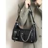 Женская сумка через плечо Harajuku Fashion Gothic Casual Black Chains Handbag Girls Pu Женская сумка для мотоцикла