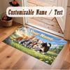 Cat Theme Crystal Velvet Floor Rug Personalized Custom Name Text Warm Carpet Home Decoration