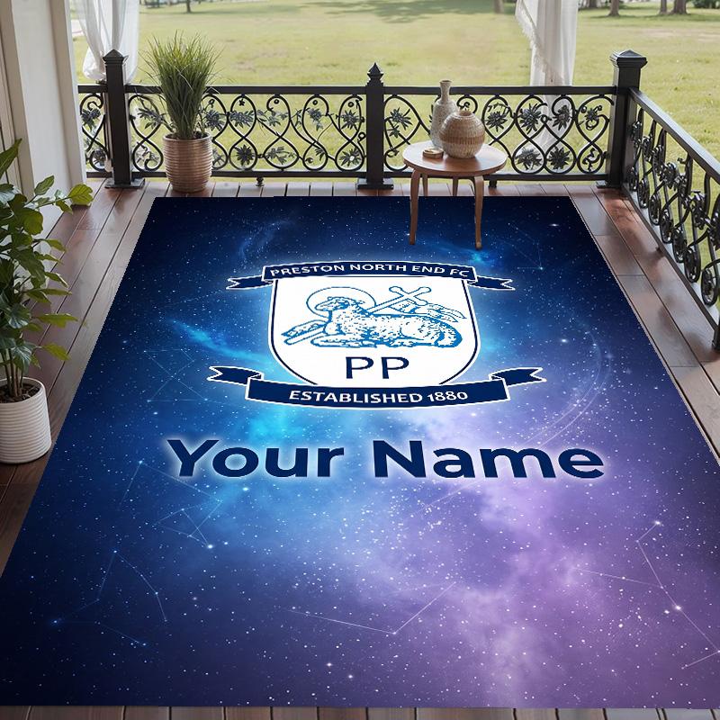 Custom Text Printed Rug Preston North End Non Slip Floor Carpet For Home Room Decor