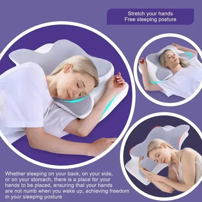 Bullhorn Butterfly Pillow Slow-Rebound Memory Foam Pillow Home Use Cervical Spine Support Memory Pillow Contours Head and Neck