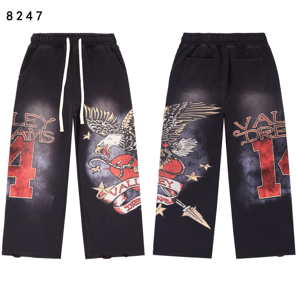 Cross-border trendy brand Vale retro printing washing water old coat cardigan high street casual hooded sweatshirt set