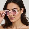 Luxury Designer Sunglasses Women New Fashion Cool Big Oval Sun Glasses Unisex Elegant Vacation Streetwear Uv400 Pink Shades