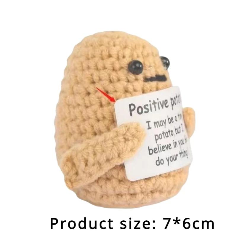 1-10PCS Positive Energy Potato Mini Handmade Plush Knitted Doll with Card Fun Stress Relieving Knitted Doll Home Decoration