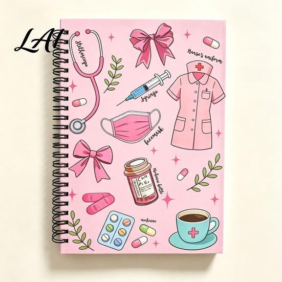 Medical Theme Writing Pad Themed Coil Notebook Double Cover Design Thick Ink-proof Paper Professional Nurse Gift Notepad Spiral Bound Journal