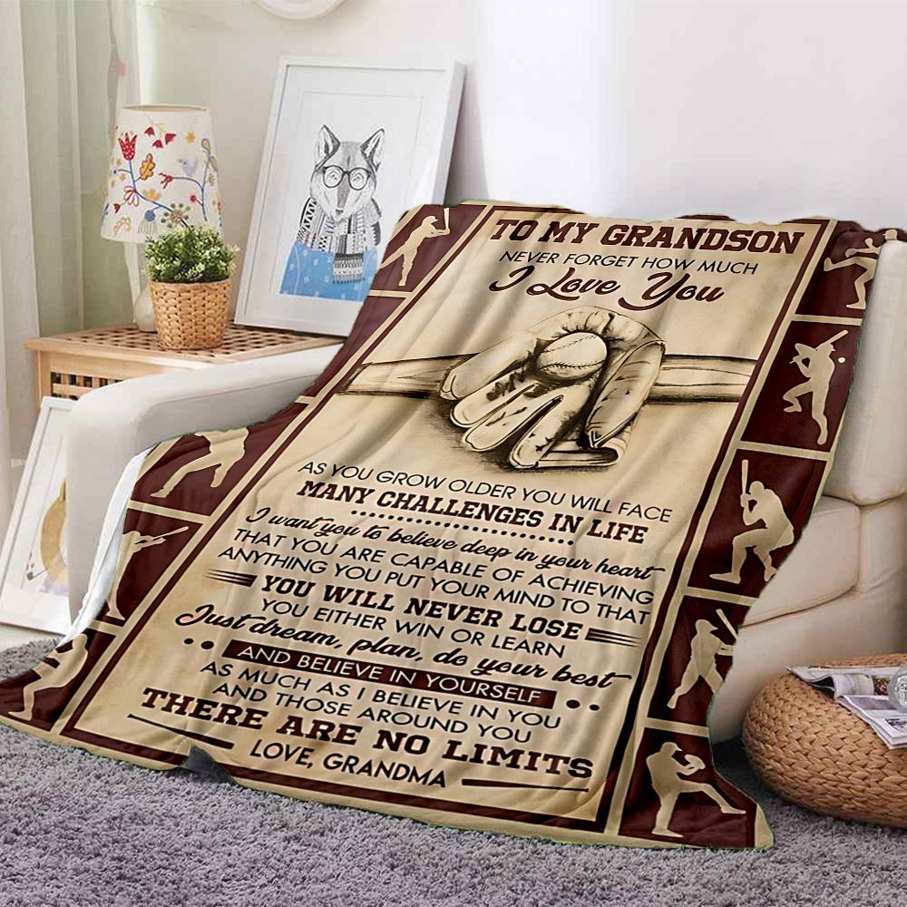 1pc To Grandson Motivational Quote Blanket - Perfect Gift for Birthdays, Christmas & Halloween- Soft, Warm & Versatile yy250909119