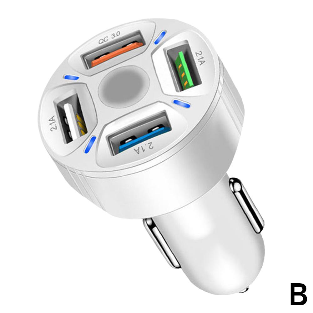 4 In 1 Car Charger Fast Charging QC3.0 Socket Power Adapter Cigarette Lighter For IPhone 16 15 14 13