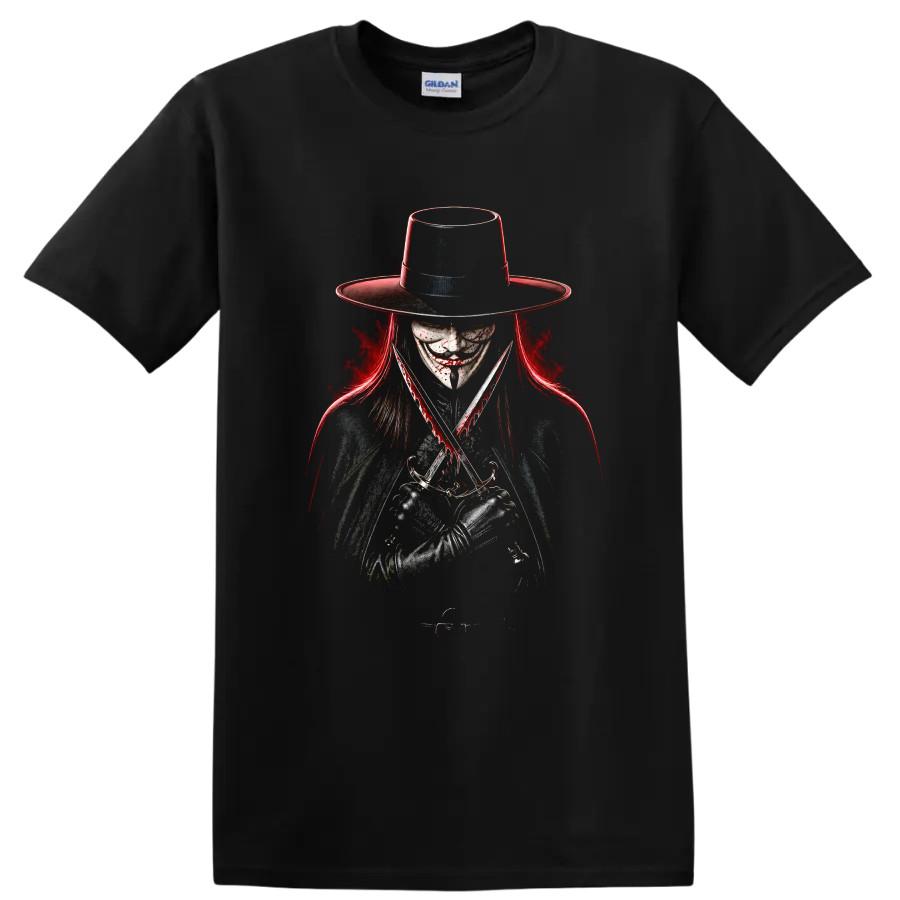 Horror Vengeance T Shirt Graphic Design w/ Scissors Red Black Tee