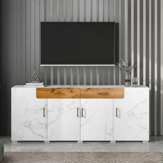 Storage Cabinet High Stability with 4 Doors Sturdy Construction Smooth Edge Easy Dining Room Console Installation Item Living Free-Standing