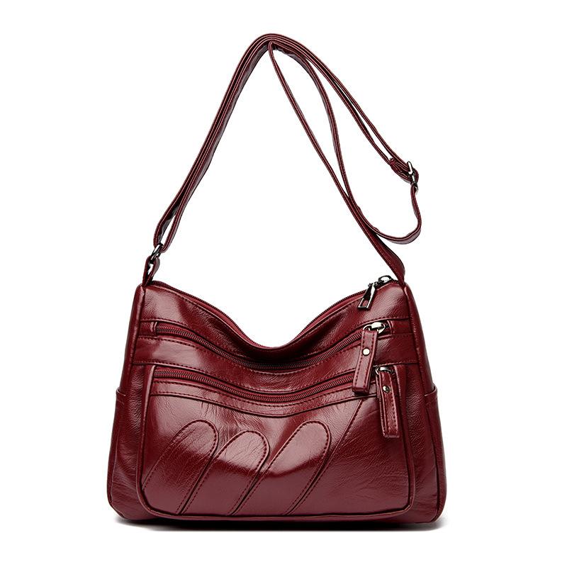 Cross-border женская мягкая кожаная сумка-мессенджер универсальная женская сумка среднего возраста многослойная вместительная сумка через плечо