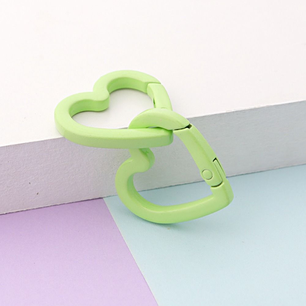 5pcs Heart Shape Peach Heart Keyring Macaroon Color Colored Spring Buckle Fishing