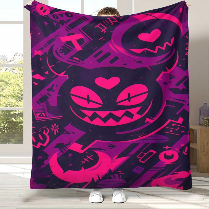 Gengar Pokemon Cartoon Ectoplasma Flannel Blanket,Ultra Soft Warm Plush Throw for Home Bedroom Bed Sofa Cover Picnic gift