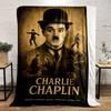 Vintage Charlie Chaplin Art with Movie Scene Flannel blanket for bedroom, living room, sofa, and nap sofas