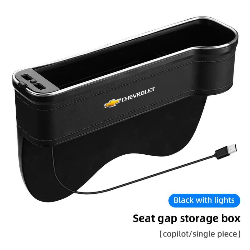 Car LED Lights Seat Gap Storage Box Cup Holder With USB Charging For Chevrolet Spark Captiva Cruze Malibu Equinox Trax Camaro GN7