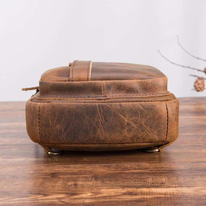 Мужская кожаная повседневная модная треугольная сумка на ремне на груди, коричневая дорожная дизайнерская сумка на одно плечо, мужская сумка через плечо