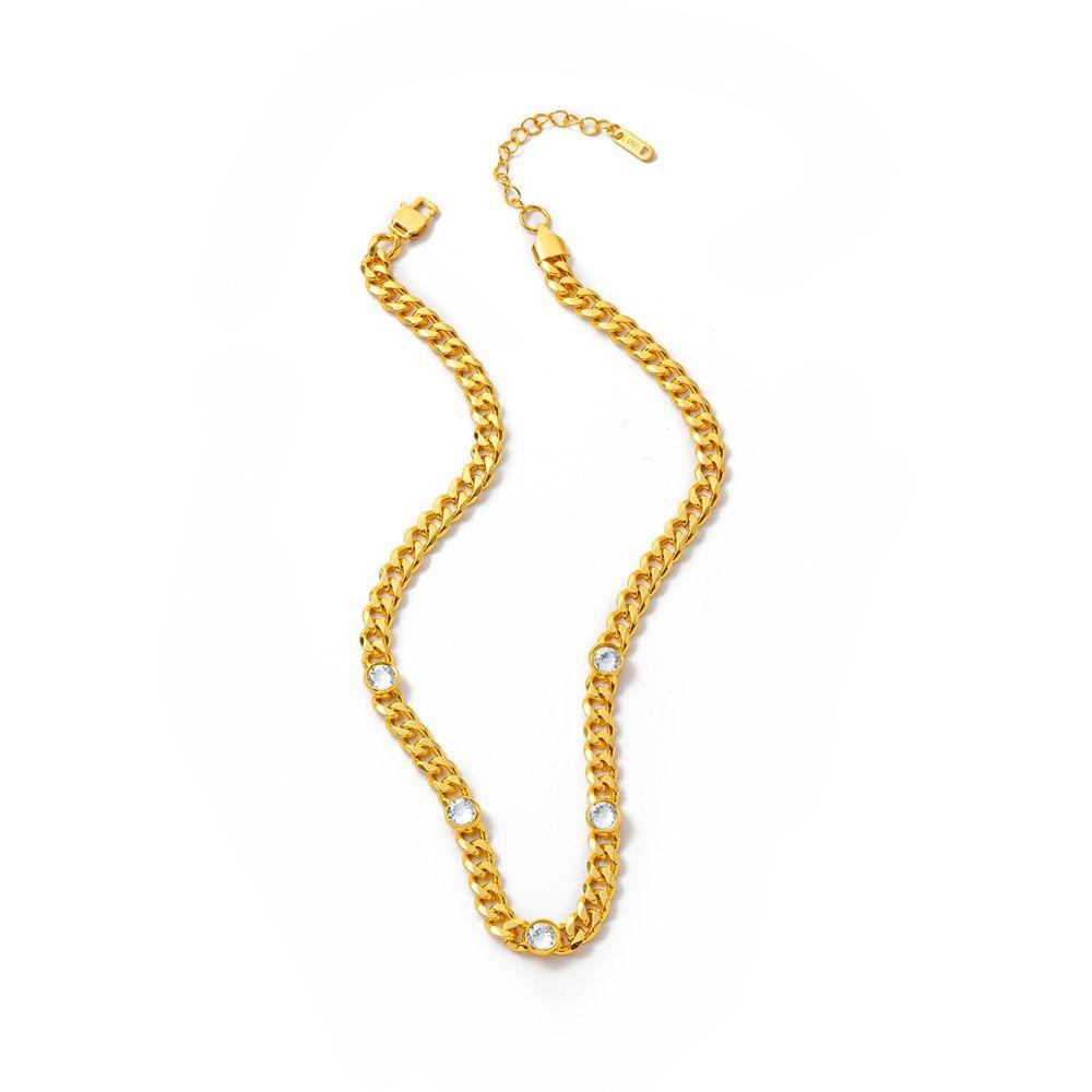 Metal Titanium Steel Bracelet Elegant Rhinestone Bracelet Luxury Cuban Zirconia Necklace Gifts