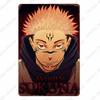 Mfoever Jujutsu Kaisen Винтажная металлическая табличка Аниме жестяная вывеска Бар паб клуб кафе домашнее украшение стены Годзё Сатору металлическая пластина N