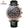 Chenxi Men's Watch Leather Chronograph Date Quartz Watches Phase Moon Timing Business Luminous Wrist Watch