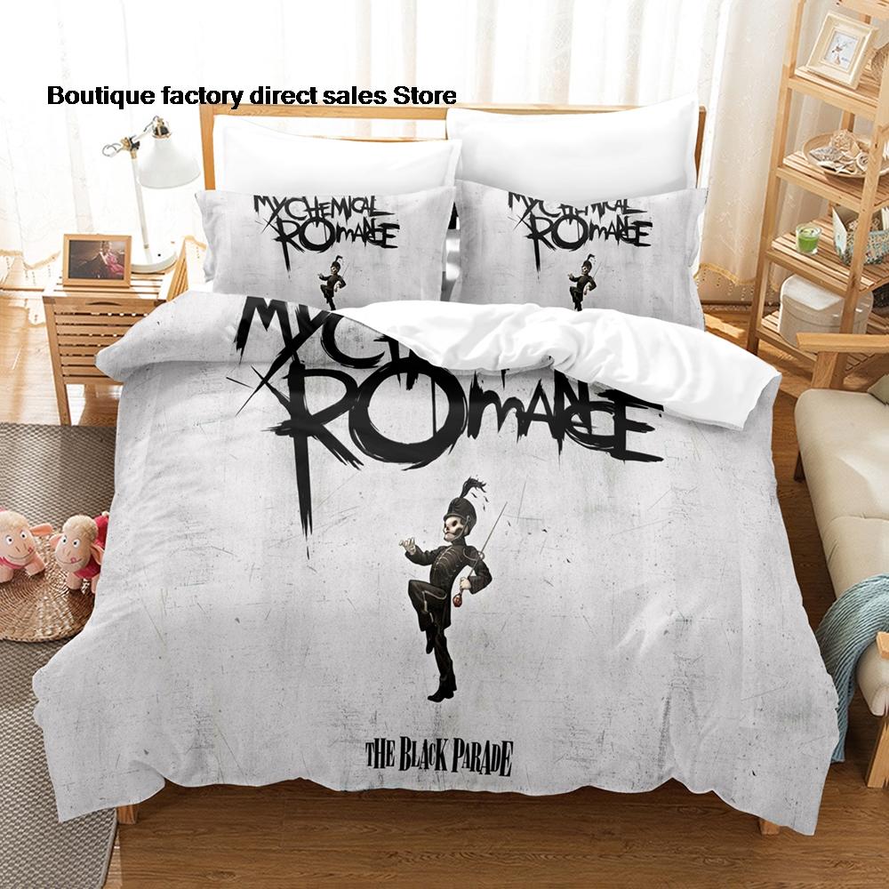My Chemical Romance 3-предметный комплект постельного белья 3D-печать Пододеяльник Наволочки, Постельное белье в тематике рок-группы Идеальный подарок для любителей музыки