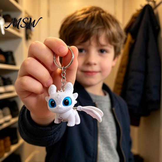 Dragon Key Ring Cartoon Keychain with Luminous Eyes, Movie Inspired Shape Ring, Backpacks Handbags Decorative Accessory for Fans Lightweight Keyring
