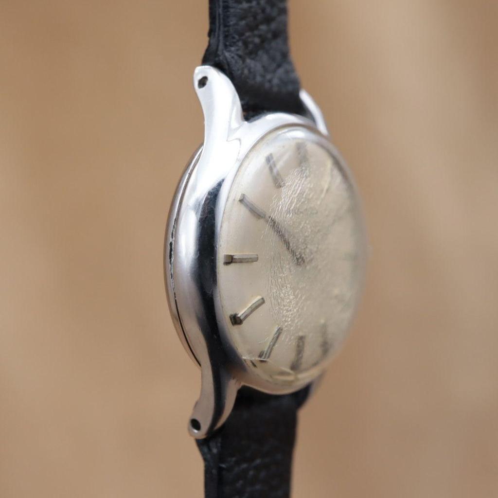 Б/У MOVADO Винтаж Ручной завод Индексы-палочки Серебристый Нержавеющая сталь SS Кожаный ремешок Заменен Редкий Винтаж Антиквариат [6-месячная гарантия] CH47