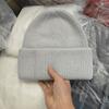 White rabbit fur knitted thickened ear protector wool hat for women's autumn and winter big head circumference loose and small face, warm bag head col