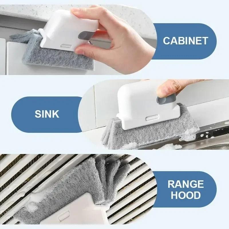 Window Cleaning Brush Windowsill Groove Deadend Cabinet Crevice Brush with Replace Head Household Multifunctional Cleaning Tools