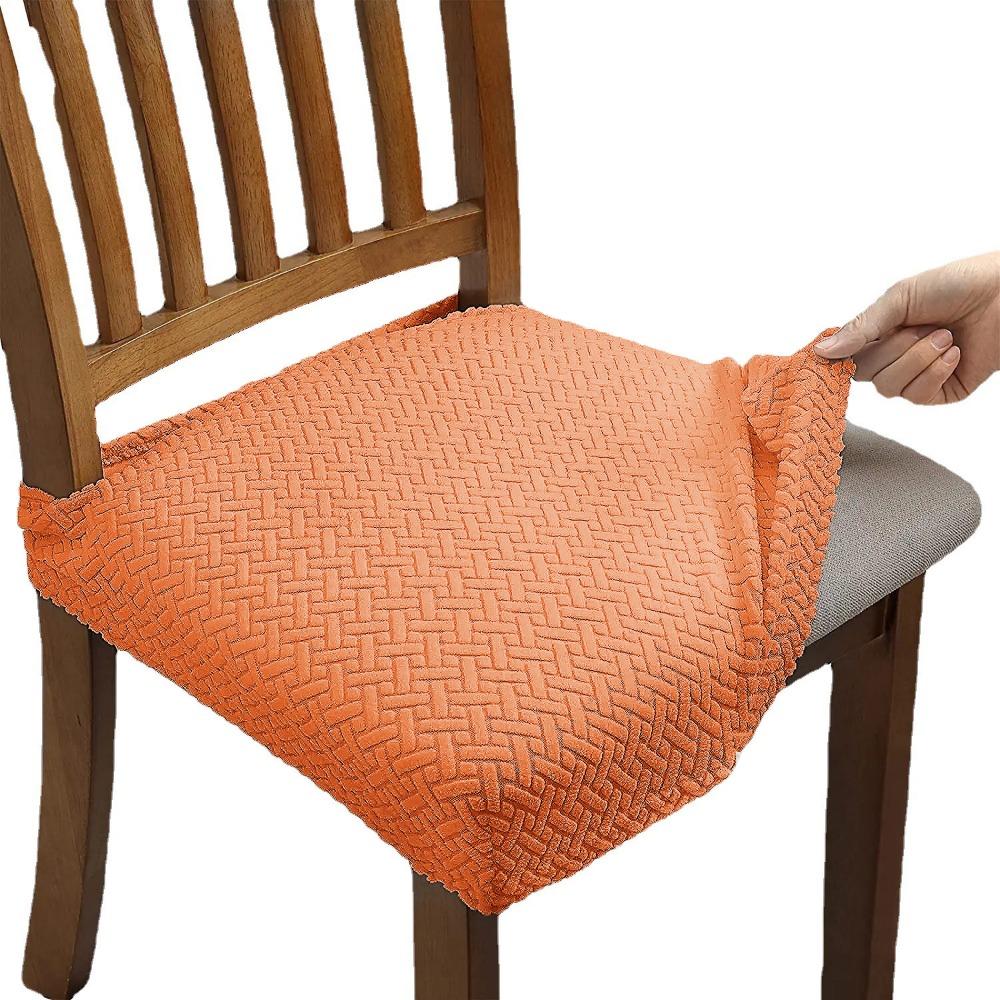 Stretchable Jacquard Chair Cover Pure Color Elastic Seat Covers for Hotel Home Dining Chairs