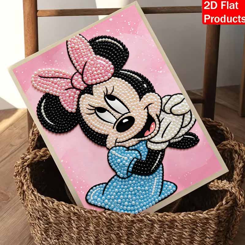 Disney Minnie pearl painting handmade diy pearl art painting simple living room hanging painting decoration